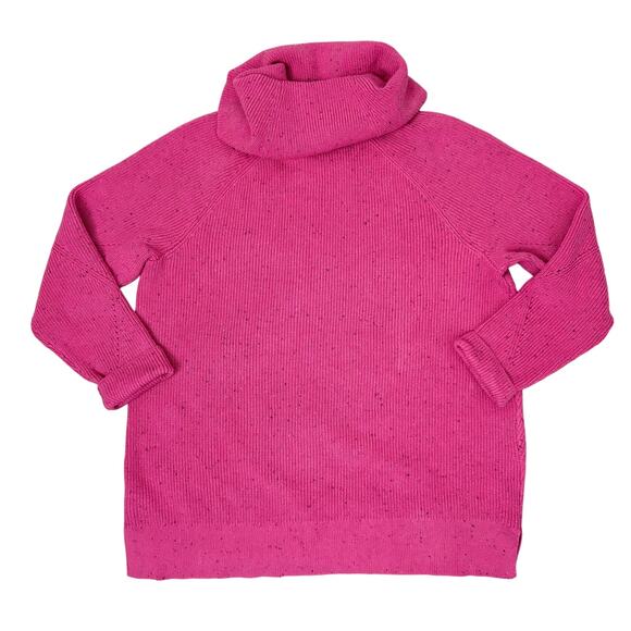 Talbots Women’s XL Pink Cowl Neck Textured Diamond Knit Pullover Sweater Cotton - Picture 2 of 5